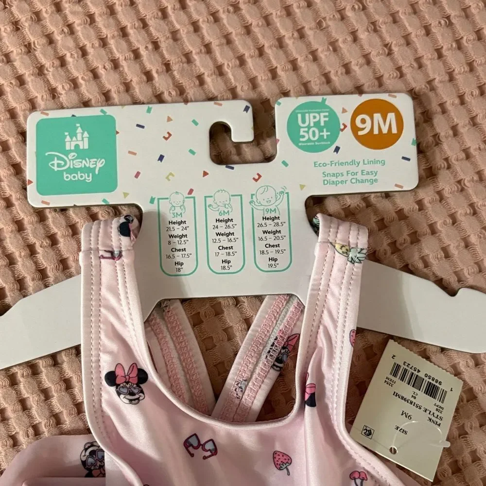 NWT 2 Disney Infant Pink Minnie Mouse Bathing Suits Size 9 months